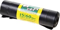 VUILNISZAK KOMO 60L MET TREKBAND 15 PER ROL ZWART 15 Stuk-3