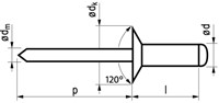 Blindklinknagel aluminium/staal open type/verzonken kop MFX 1034