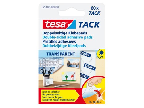 Dubbelzijdige kleefpads tesa tack transparant 60stuks