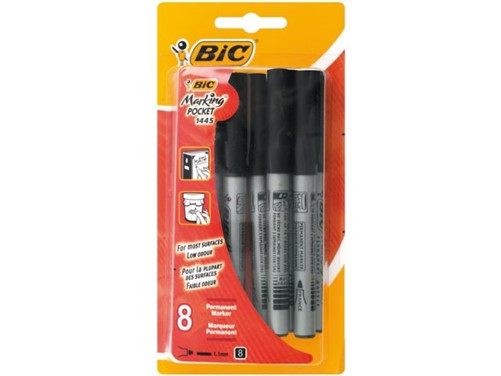 VILTSTIFT BIC 1445 POCKET ROND 1.1MM ZWART 8 Stuk
