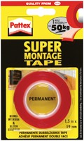PLAKBAND PATTEX 19MMX1.5M SUPERMONTAGE 50KG 2Z 1 Stuk