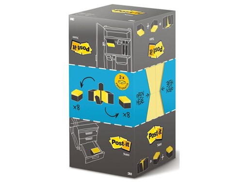 Memoblok 3M Post-it 654-Y16 76x76mm geel 16 stuks 