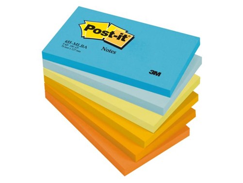 MEMOBLOK 3M POST-IT 655MLBA 76X127MM ASS 6 STUK