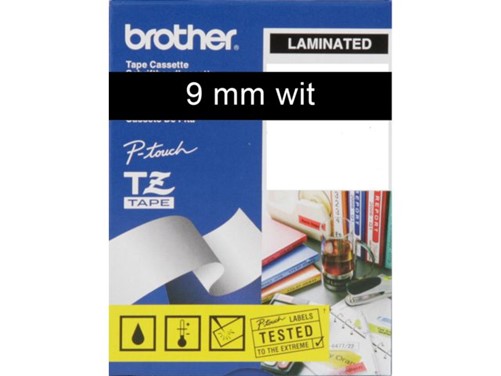 LABELTAPE BROTHER TZE-325 9MMX8M ZWART/WIT 1 Stuk