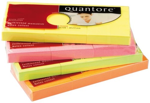 MEMOBLOK QUANTORE 38X51MM NEON ASS 4X3 BLOK