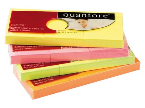MEMOBLOK QUANTORE 38X51MM NEON ASS 4X3 BLOK