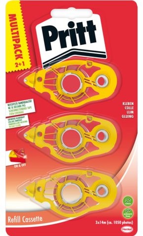 Lijmroller Pritt navulcassette non permanent 3 stuks blister
