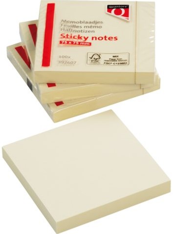 Memoblok Quantore 76x76mm geel 100 Vel