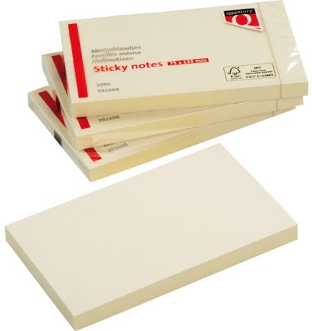 MEMOBLOK QUANTORE 76X127MM GEEL 100 Vel