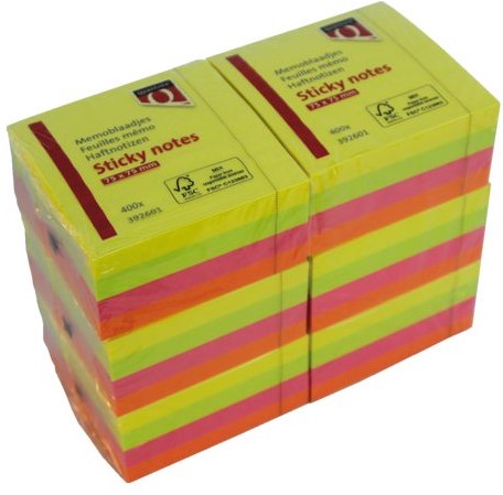 MEMOBLOK QUANTORE 76X76MM STICKY NEON ASS 400 Vel
