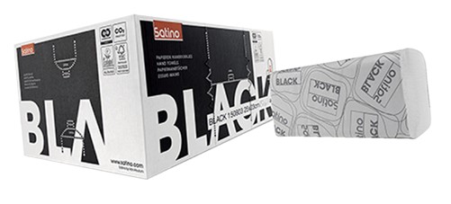 Handdoek Satino Black 25x23cm 1-laags zigzag 4600st.