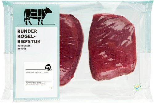 Runder KogelBiefstuk in pakjes van 320 gram per stuk